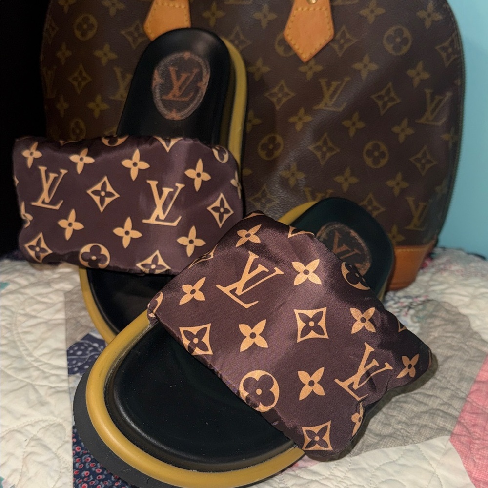 Louis Vuitton Monogram Brown Slide Sandals
